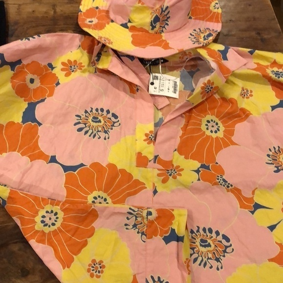 Zara Floral Printed Shirt With Hat Set S - Picture 10 of 11